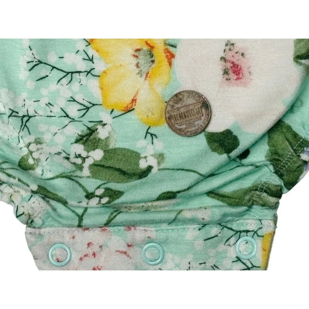 Posh Peanut Bamboo Erin LS Bubble Romper 12-18 Month Lt. Green Floral Gardencore